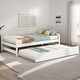 preview thumbnail 1 of 18, Twin Size Solid Pine Platform Kids Bed Frame with Twin Size Trundle, White