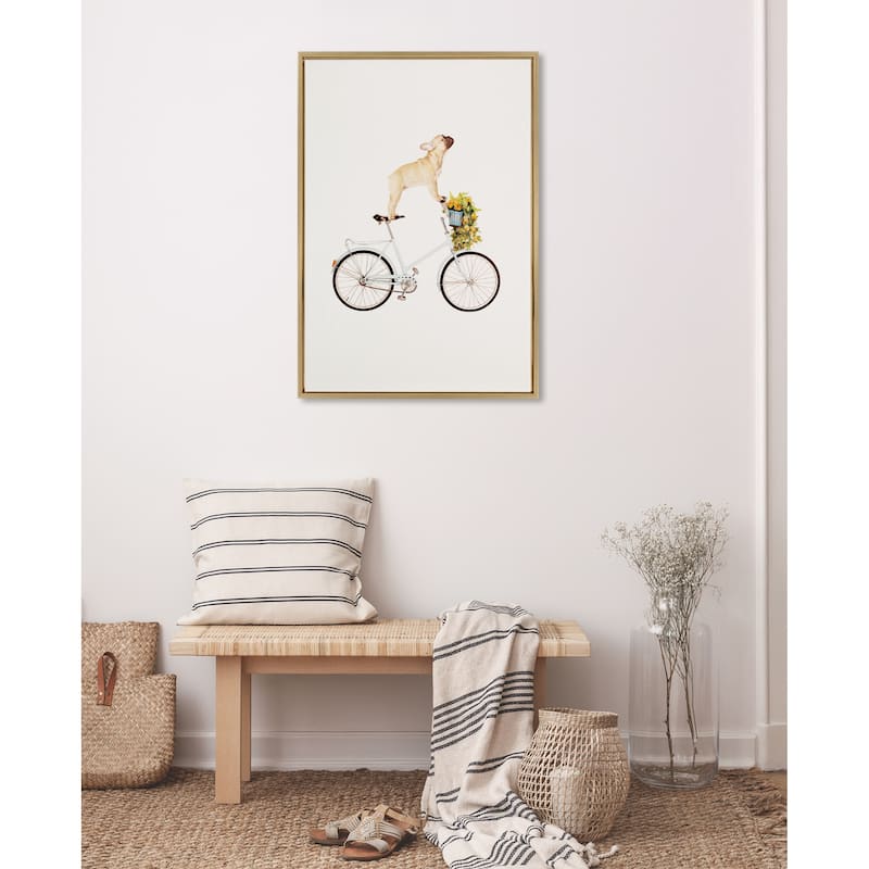 Kate and Laurel Sylvie Frenchie Bulldog Framed Canvas By Amy Peterson