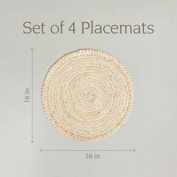 Over&back Natural Round Woven Placemats - Set of 4