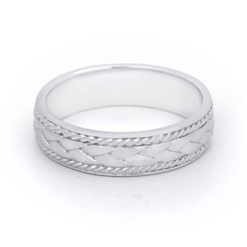 Men's Vintage Ring Wedding Band Brushed Smooth Edges 6mm Solid Silver