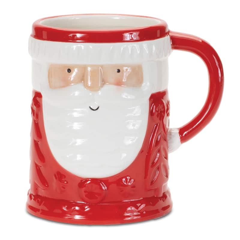 Dolomite Santa Coffee Mug Set of 2 with Glossy Holiday Finish - White/Red