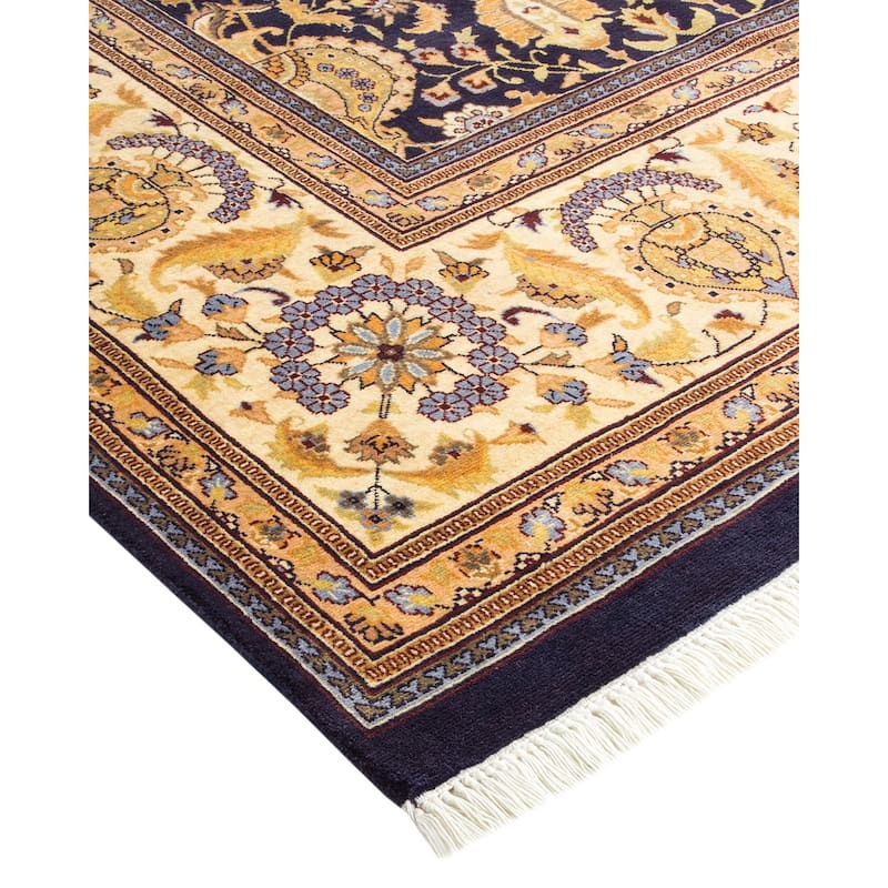 Overton Hand Knotted Wool Vintage Inspired Traditional Mogul Purple Area Rug - 8' 0" x 10' 7"