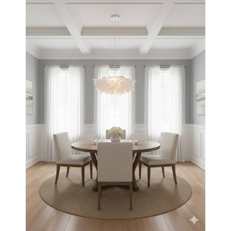 1-Light White Acrylic Cloud LED Chandelier with White Hardware