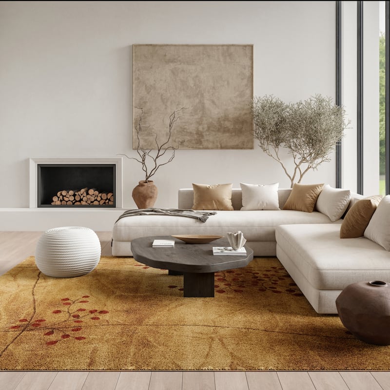 Nourison Somerset Contemporary Floral Area Rug - 7'9" x 10'10" - Latte