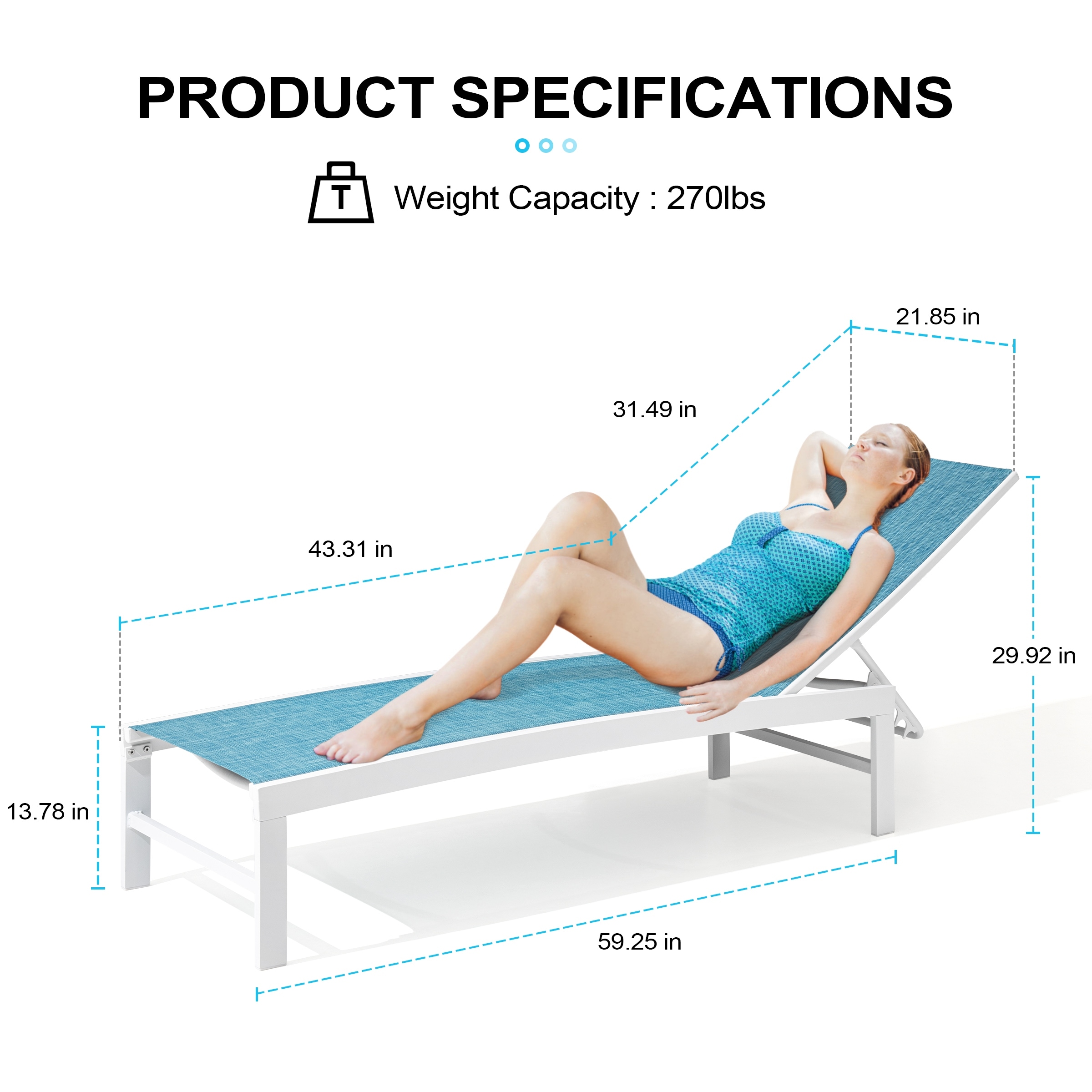 All-Weather Adjustable Aluminum Outdoor Pool Lounger Chaise-image