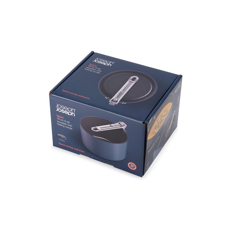 Joseph Joseph Space Ceramic Non-Stick 2.9 Qt. Saucepan with Folding Handle and Lid