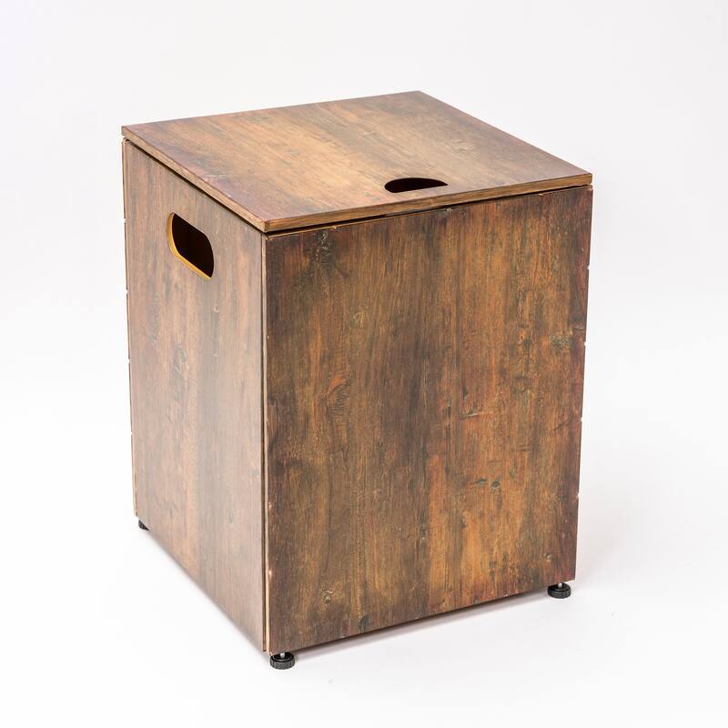 Anmytek Imitation Wood Grain Propane Tank Cover, Rustic Farmhouse Outdoor Patio Heater Tank Enclosure with Hinged Lid