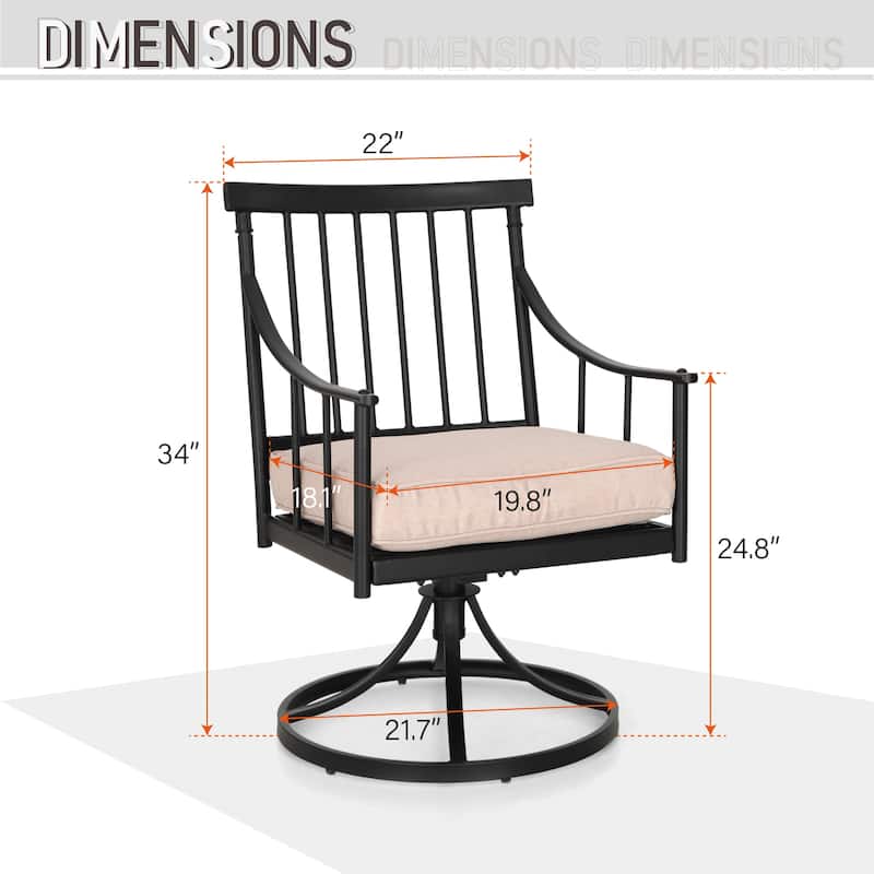 MAISON ARTS 7-Piece Outdoor Dining Set for 6, Metal Steel Dining Table with Umbrella Hole