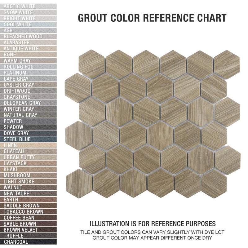 Merola Tile Llama 2" Hex Matte Noce 11-1/8" x 12-5/8" Porcelain Mosaic Floor and Wall Tile