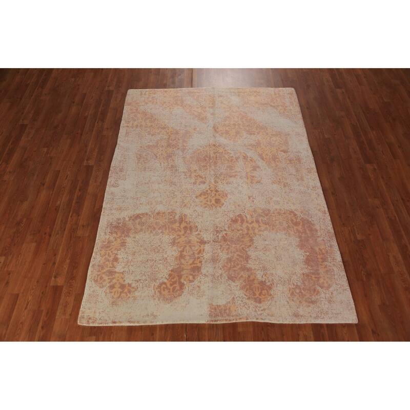Abstract Indian Rug Hand-Knotted Wool Carpet - 5'2"x 7'4"
