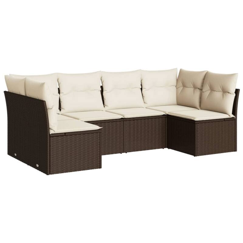 vidaXL Garden Sofa Set Brown and Cream White - 24.4 x 24.4 x 27.2