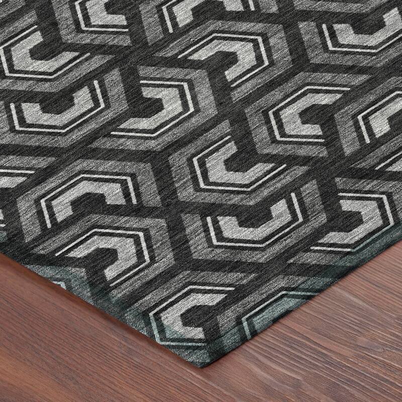 Machine Washable Indoor/ Outdoor Modern Zoa Chantille Rug