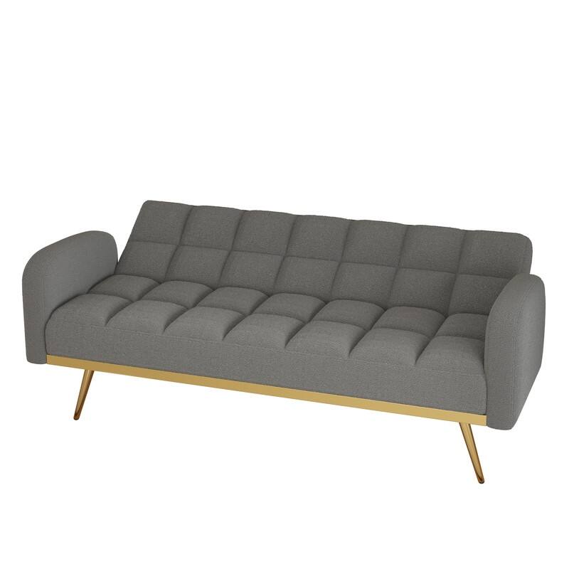 68.5-inch teddy velvet sofa bed with throw pillows