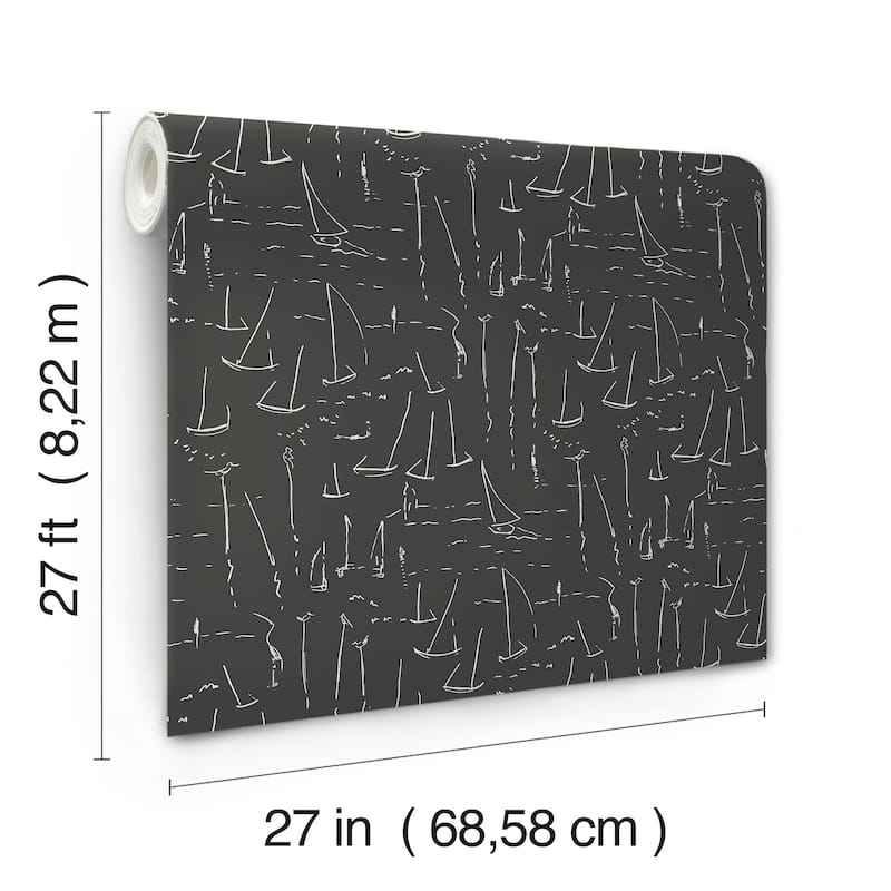 York Wallcoverings Vermillion Coast Carbon Black Wallpaper