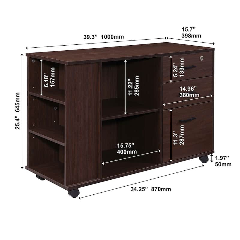 3-Drawer Wood 39.37 in. W Lateral File Cabinet