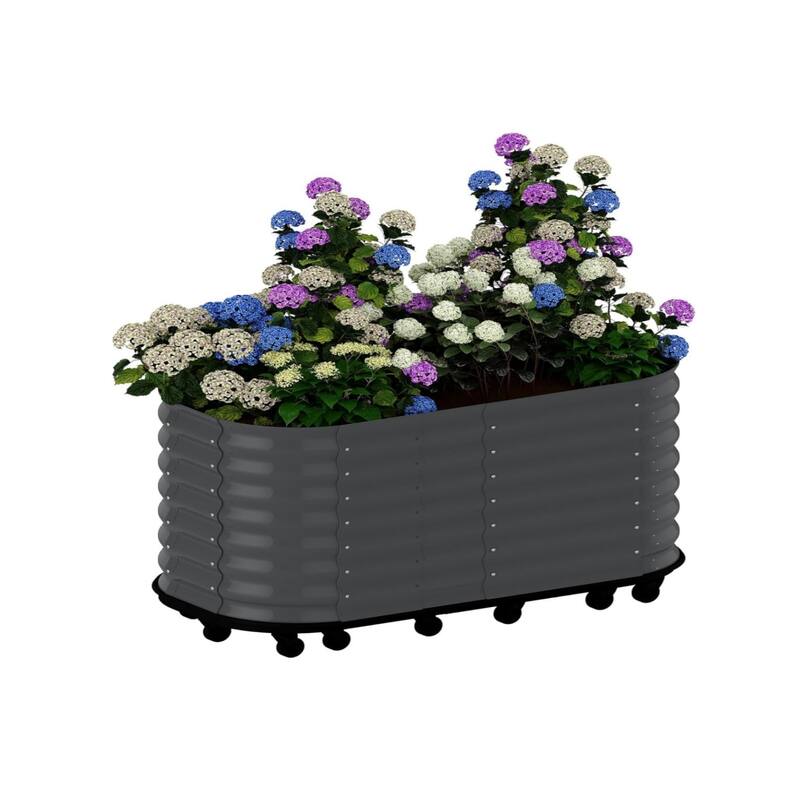 59x24x28inin Galvanized Raised Garden Bed with Wheels and Water Reservoir Portable Rolling Elevated Raised Garden Bed Gray - Grey