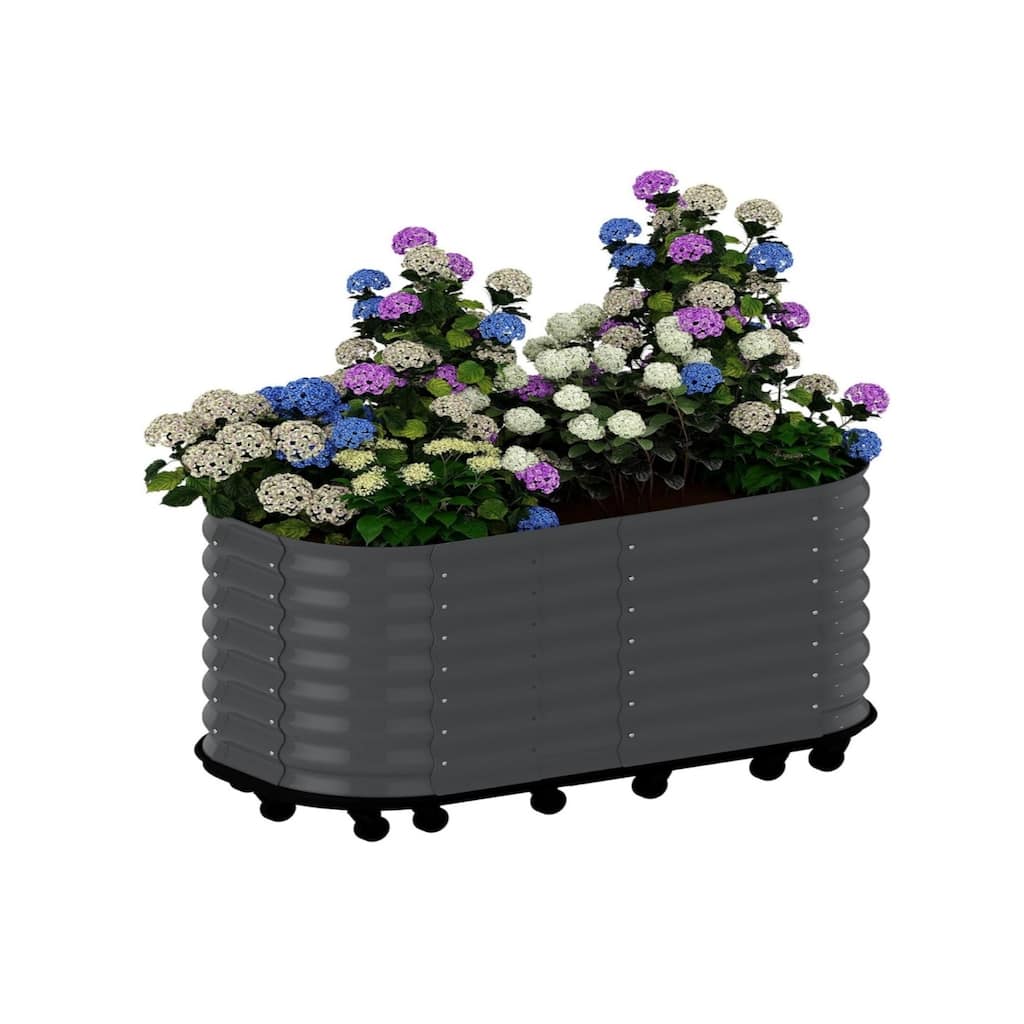 59x24x28inin Galvanized Raised Garden Bed with Wheels and Water Reservoir Portable Rolling Elevated Raised Garden Bed Gray