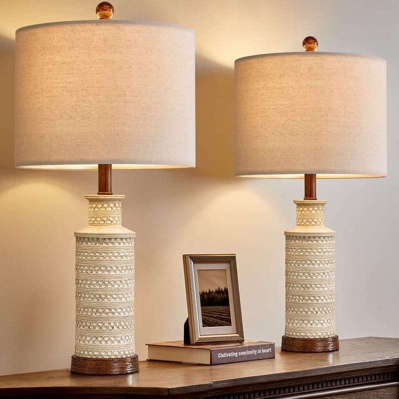24'' Farmhouse Table Lamp Set of 2 for Bedroom