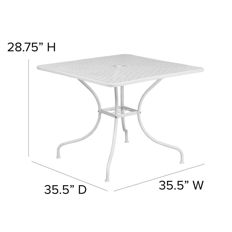 35.5'' Square Indoor-Outdoor Steel Patio Table - 32.5"