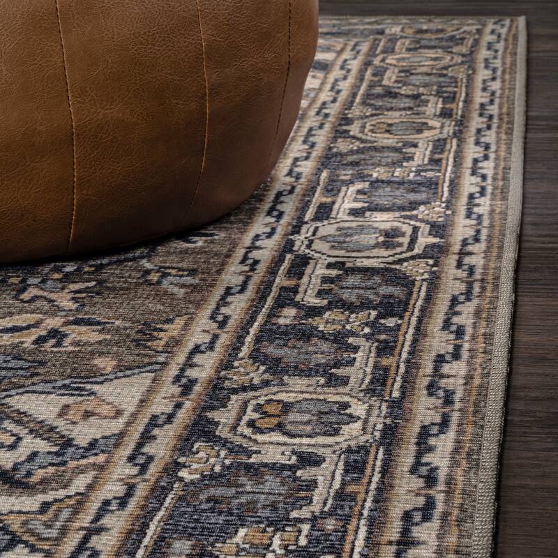 JONATHAN Y Victoria Ornate Large Medallion Machine Washable Area Rug