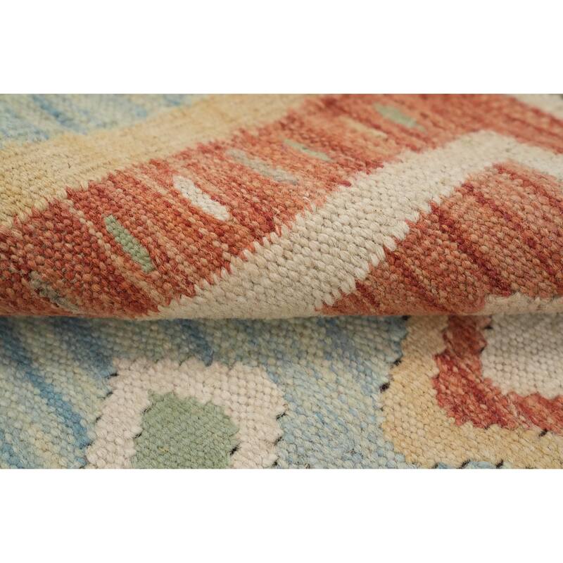 Hand Woven Oriental 100% Wool Carpet Southwestern Tribal Navy Blue & Blues Kilim Area Rug - 5' 11'' X 4' 0''
