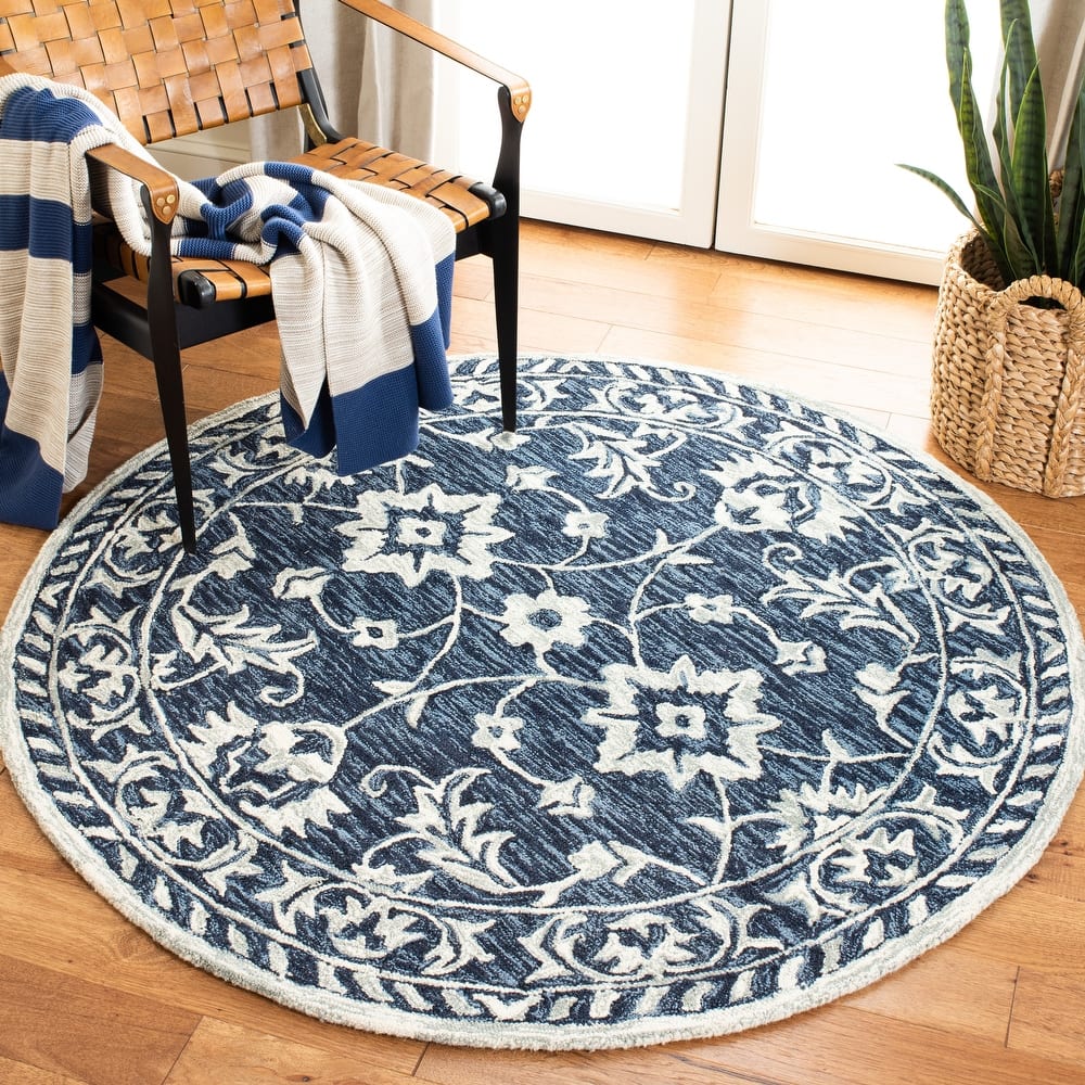 SAFAVIEH Handmade Micro-Loop Fjoralba Transitional Floral Wool Rug