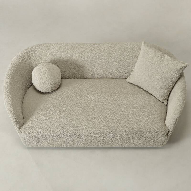 KINWELL 68" W Upholstered Sherpa Boucle Loveseat with 2 Pillows - 2-Seater