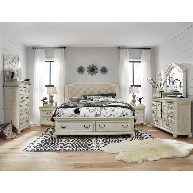 Magnussen Home Bronwyn Alabaster Sleigh Storage Bed