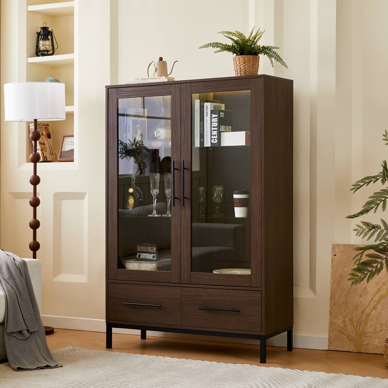 60'' Tall Display Cabinet with Tempered Glass Door