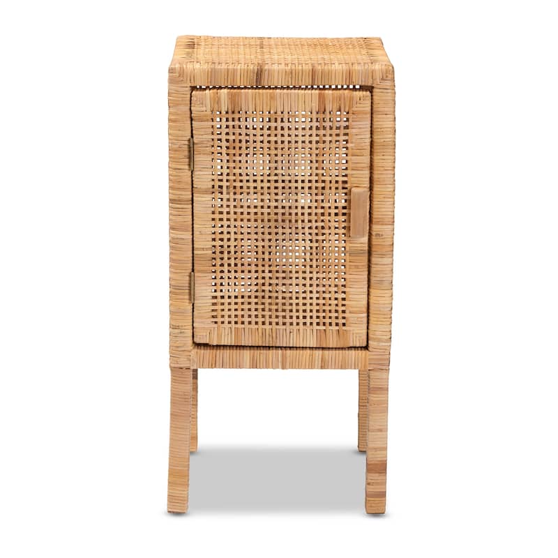 Vivan Modern Bohemian Natural Rattan 1-Door Nightstand
