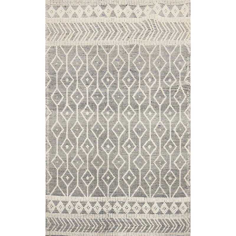 Hand Knotted Oriental 100% Wool Carpet Modern Geometric Beige & Ivories Modern Gotti Design Area Rug - 7' 2'' X 5' 0''