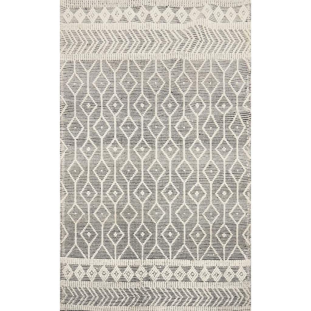 Hand Knotted Oriental 100% Wool Carpet Modern Geometric Beige & Ivories Modern Gotti Design Area Rug - 7' 2'' X 5' 0''