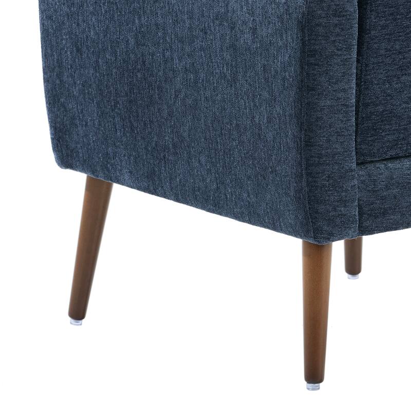 Dark Blue Modern 24.21" Upholstered Button Tufted Arm Chair with Wood Legs for Living Room