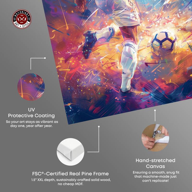 Notoriart Bold And Colorful Soccer Player Ii Gallery Wrapped Soccer 1 Piece Canvas Wall Art