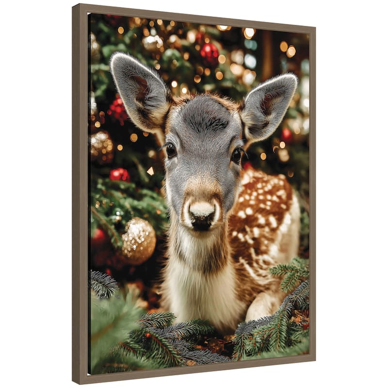 Kate and Laurel Framed Canvas Small Doe Between Christmas Decor by Michael Schauer - 18 x 24