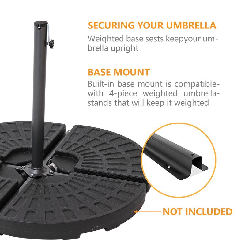 Clihome 10Ft Solar Light Crank Cantilever Patio Umbrella Without Base