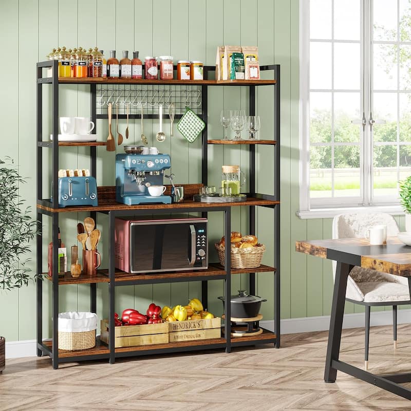 55" Large Bakers Rack, 5 Tiers Kitchen Hutch Microwave Stand