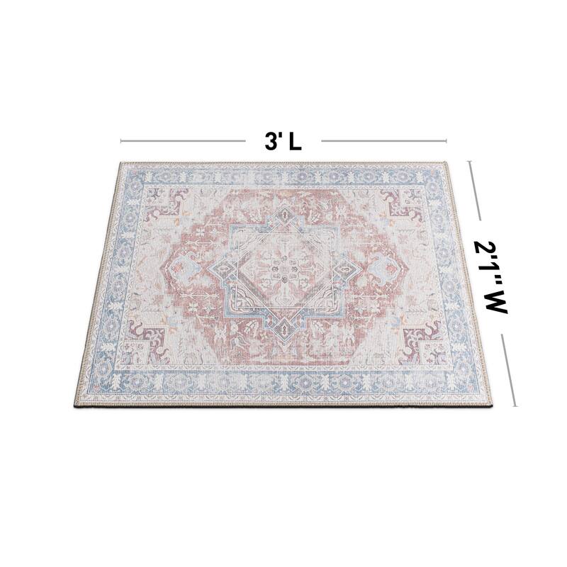 Distressed Boho Machine Washable Area Rug