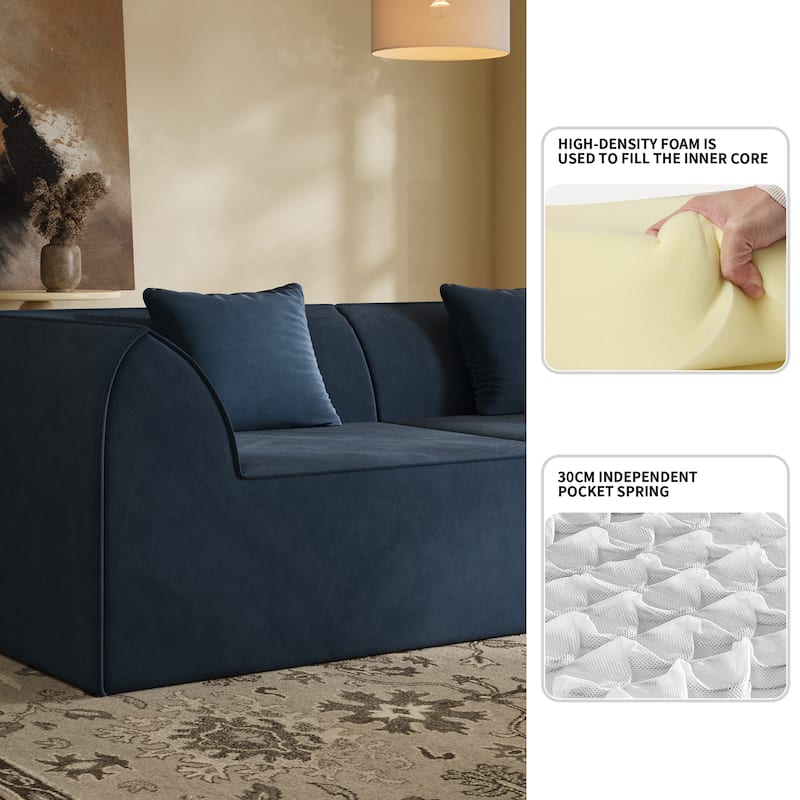 Compressed Memory Foam Sofa with PillowS, 2-Seater Lounger Daybed