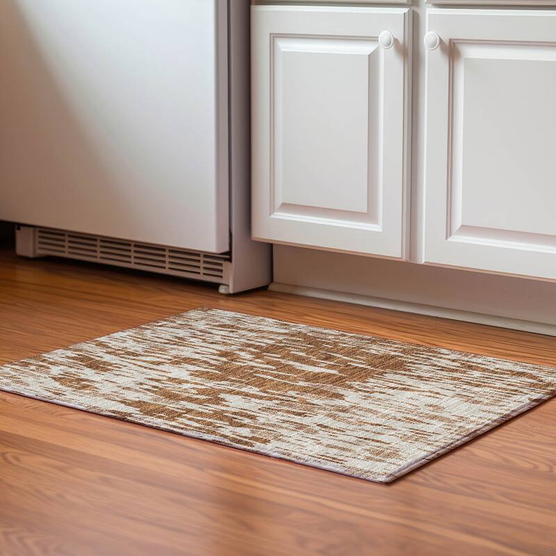 Premium Washable Super Soft Abstract Modern Mayfield Rug - Paprika - 1'8" x 2'6"
