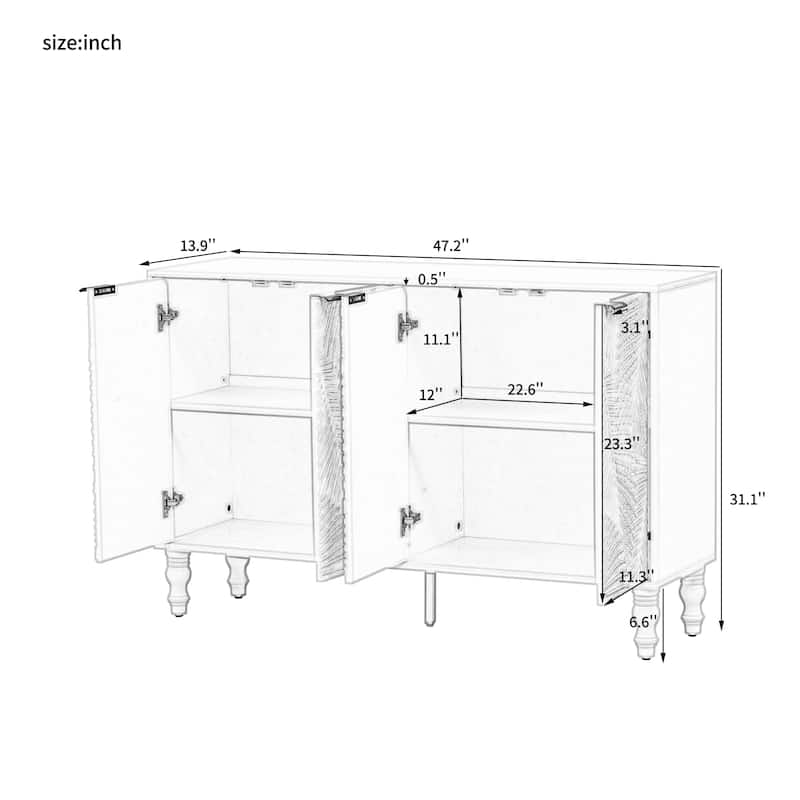 Modern TV Stand with 2 Storage Compartments, Fits TVs up to 43 Inches - 47.2" D x 13.9" W x 31.1" H