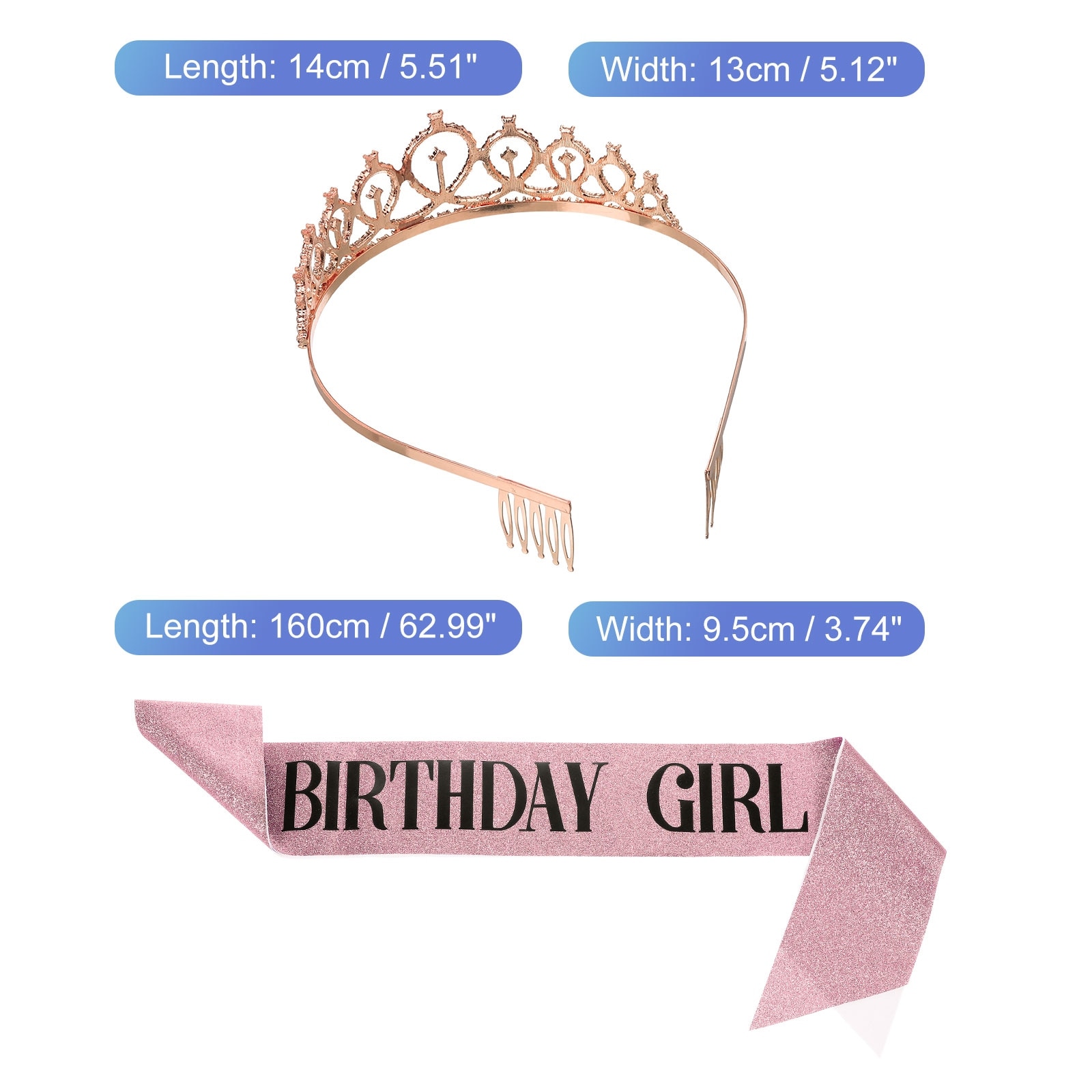 Sash and Crown Set, 1 Set Birthday Decoration Kit