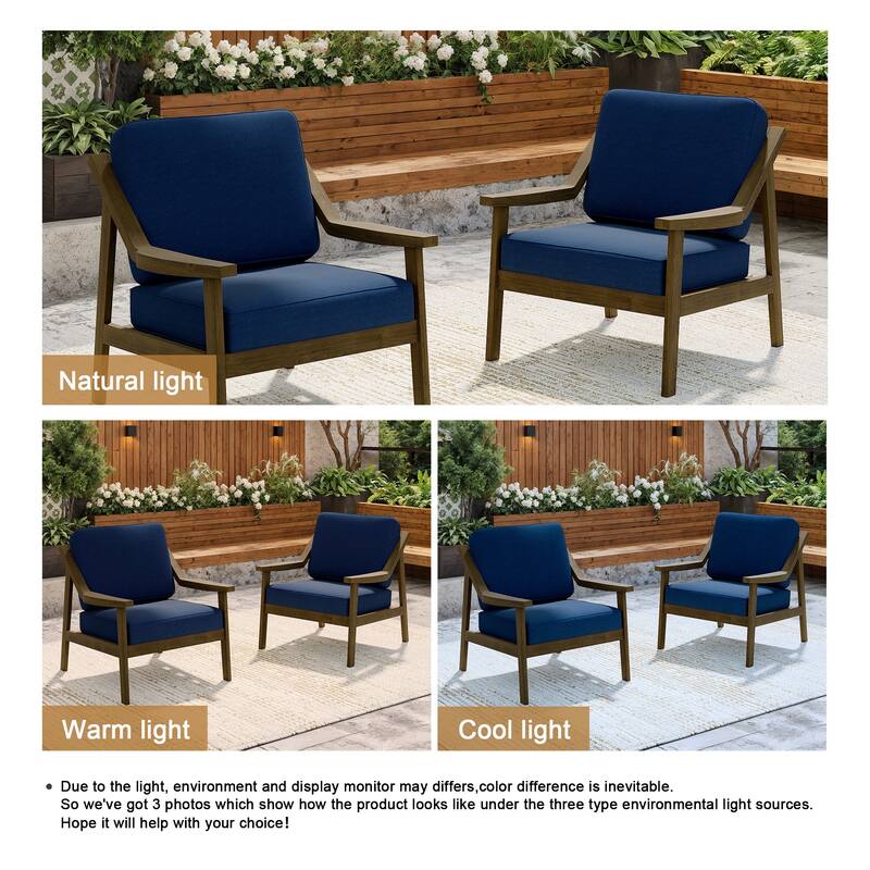 Solid Wood Outdoor Arm Chair Loveseat with Cushion