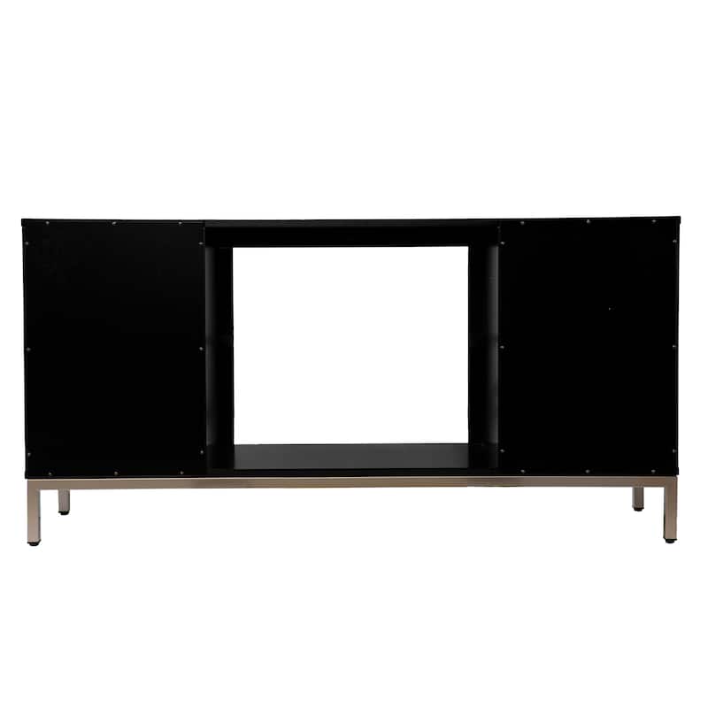 SEI Furniture Whitwell Black Wood Electric Fireplace Console