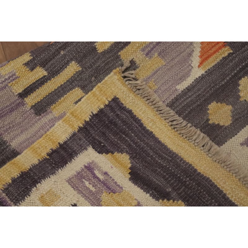 Hand Woven Oriental 100% Wool Carpet Southwestern Tribal Multi-Colored Kilim Runner Rug - 5' 8'' X 1' 9''