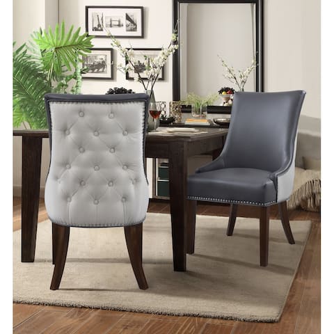 Chic Home Cooper PU Leather Linen Upholstered Dining Chair (Set of 2)