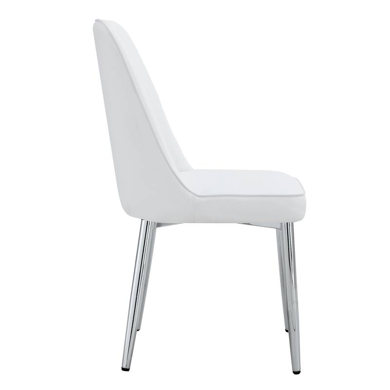 4 modern dining chairs, sleek PU leather backrest, and silver metal legs bring a comfortable home experience