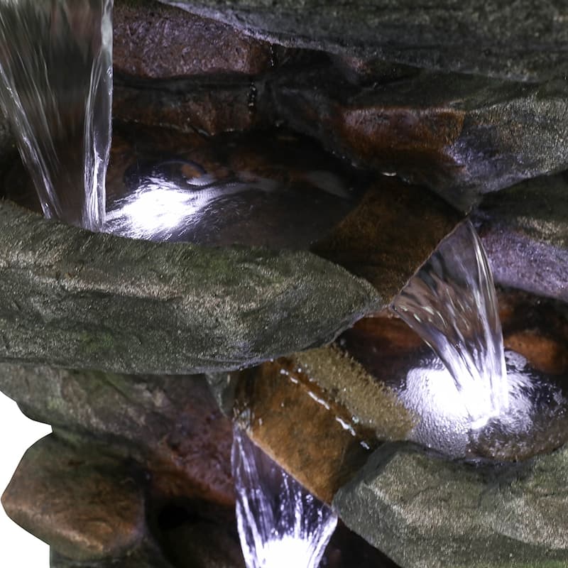 Outdoor Relaxing Water Fountain -6-Tier Outdoor Fountain w/LED Light