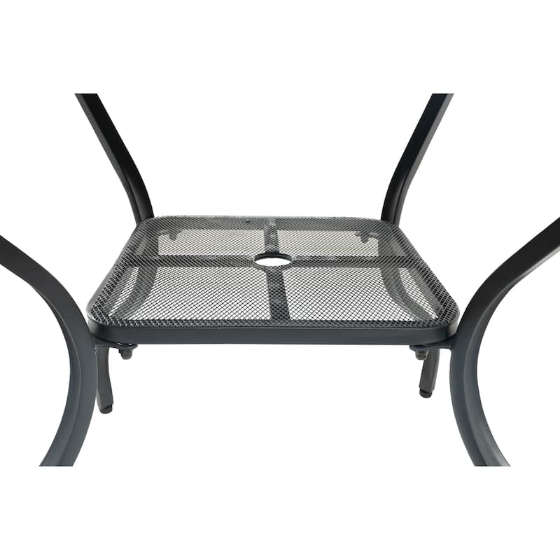 Komodo 37-Inch Outdoor Metal Square Dining Table, Powder-Coated with Umbrella Hole