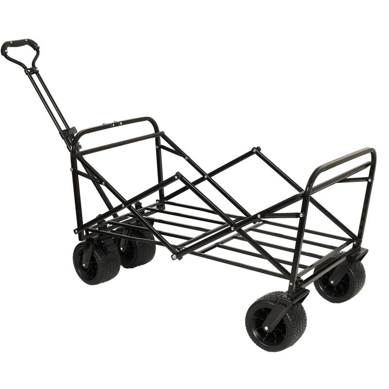 440lbs Collapsible Foldable Wagon Cart, Beach Wagon Utility Cart Utility Wagon Grocery Cart